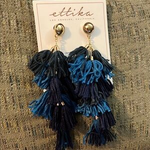 Ettika Gold and Blue Tassel Earrings